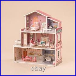 ROBUD 16 3D Wooden Dollhouse Playset Pretend Play Preschool Toys Kids Xmas Gift