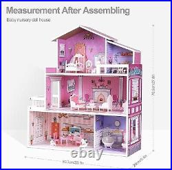 ROBUD 16 3D Wooden Dollhouse Playset Pretend Play Preschool Toys Kids Xmas Gift