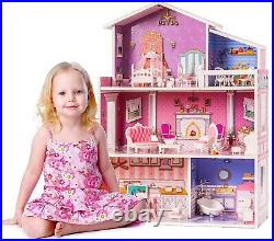 ROBUD 16 3D Wooden Dollhouse Playset Pretend Play Preschool Toys Kids Xmas Gift