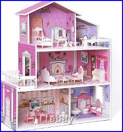 ROBUD 16 3D Wooden Dollhouse Playset Pretend Play Preschool Toys Kids Xmas Gift