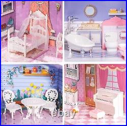 ROBUD 16 3D Wooden Dollhouse Playset Pretend Play Preschool Toys Kids Xmas Gift