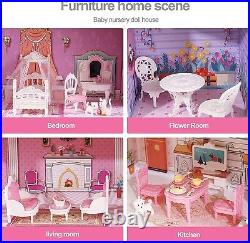 ROBUD 16 3D Wooden Dollhouse Playset Pretend Play Preschool Toys Kids Xmas Gift