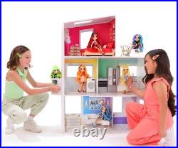 Rainbow High 3-Storey Wooden Townhouse Dollhouse Playset with Furniture