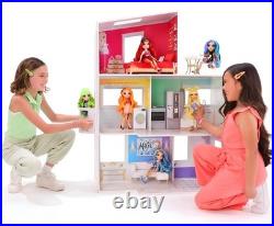 Rainbow High 3-Storey Wooden Townhouse Dollhouse Playset with Furniture