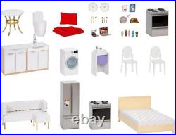 Rainbow High 3-Storey Wooden Townhouse Dollhouse Playset with Furniture Rainbow High 3-Storey Wooden Townhouse Dollhouse Playset with Furniture