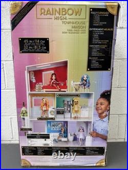 Rainbow High 3-Storey Wooden Townhouse Dollhouse Playset with Furniture