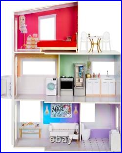 Rainbow High Townhouse 3-Story Wooden Dollhouse Playset