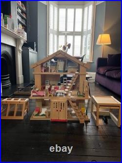 Rare Battat 112 Wooden Dolls House + Furniture, Greenhouse, Garage & Car