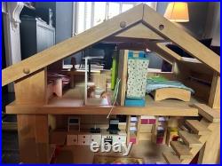 Rare Battat 112 Wooden Dolls House + Furniture, Greenhouse, Garage & Car