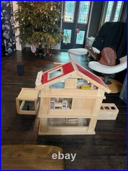 Rare Battat 112 Wooden Dolls House + Furniture, Greenhouse, Garage & Car