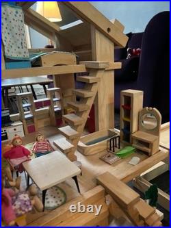 Rare Battat 112 Wooden Dolls House + Furniture, Greenhouse, Garage & Car