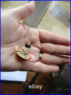 Rare Early Antique Tiny Grodnertal Comb Tuck Wooden Dolls House Peg Doll 2cm