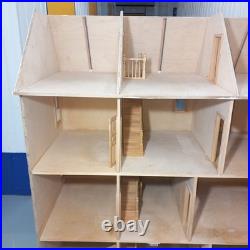 Rare Len Lewis Handmade Wooden Doll's House 4 Floors Unfinished Project