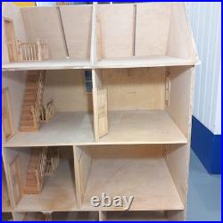Rare Len Lewis Handmade Wooden Doll's House 4 Floors Unfinished Project