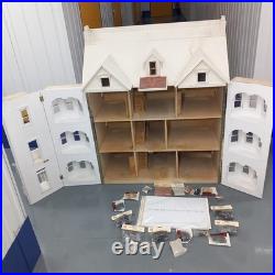Rare Len Lewis Handmade Wooden Doll's House 4 Floors Unfinished Project