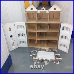 Rare Len Lewis Handmade Wooden Doll's House 4 Floors Unfinished Project