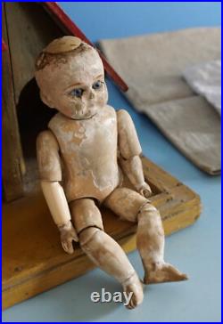Rare Vintage Wooden Jointed Doll Wooden Jointed Doll for Dollhouse (F23-1514)