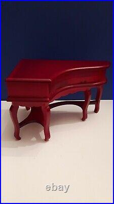 Reutter Spinet Piano and Seated Figure 1/12 Scale Wooden Mahogany Coloured