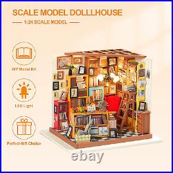 RoWood DIY Miniature Doll House Kit Books Store, Wooden Dollhouse Model Book for