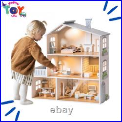 Robotime Robud Wooden Dollhouse for kid 6 Rooms Nordic Style +29 Accessories