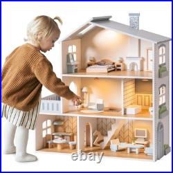 Robotime Robud Wooden Dollhouse for kid 6 Rooms Nordic Style +29 Accessories