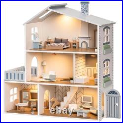 Robotime Robud Wooden Dollhouse for kid 6 Rooms Nordic Style +29 Accessories