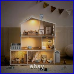 Robotime Robud Wooden Dollhouse for kid 6 Rooms Nordic Style +29 Accessories