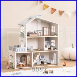 Robotime Robud Wooden Dollhouse for kid 6 Rooms Nordic Style +29 Accessories