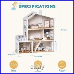 Robotime Robud Wooden Dollhouse for kid 6 Rooms Nordic Style +29 Accessories