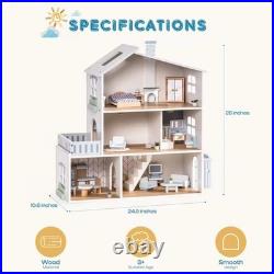 Robotime Robud Wooden Door House Six Rooms 29 Realistic Accessories 4-6 Dolls