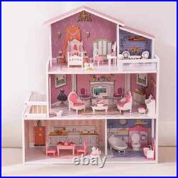 Robud Large Wooden Dolls House With Furniture & Staircase Kids Role Play Toy Set Robud Large Wooden Dolls House With Furniture & Staircase Kids Role Play Toy Set