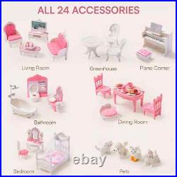 Robud Large Wooden Dolls House With Furniture & Staircase Kids Role Play Toy Set Robud Large Wooden Dolls House With Furniture & Staircase Kids Role Play Toy Set