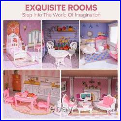 Robud Large Wooden Dolls House With Furniture & Staircase Kids Role Play Toy Set Robud Large Wooden Dolls House With Furniture & Staircase Kids Role Play Toy Set