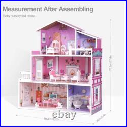 Robud Large Wooden Dolls House With Furniture & Staircase Kids Role Play Toy Set Robud Large Wooden Dolls House With Furniture & Staircase Kids Role Play Toy Set