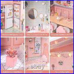 Robud Wooden Doll House with Furniture Dollhouse Kids Toy Girls Play Toys Set