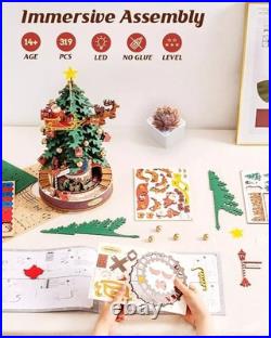 Rolife 3D DIY Christmas Melody Tree Music Box Wooden Puzzle with LED Adult Gift