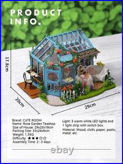 Rose Garden Teashop 3D DIY House LED Music Doll house Wooden Furniture Toy Kit