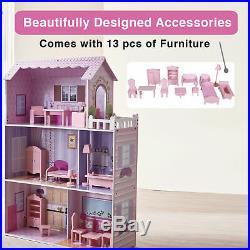 SOLD OUT Teamson Kids Children's Large Pink Wooden Doll House & Furniture Toy KY