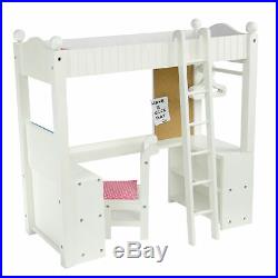 SOLD OUT White Doll Bunk Bed with Desk Olivia's World 18 Wooden Furniture Toy T