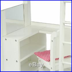 SOLD OUT White Doll Bunk Bed with Desk Olivia's World 18 Wooden Furniture Toy T