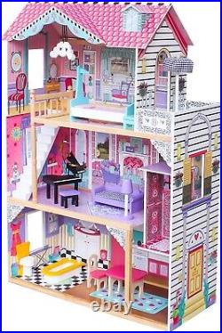 SUPER TOYS Chelsea Wooden Dollhouse 3 levels Cottage with Furniture