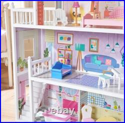 Sadie's Wooden Doll House Classic 3-Storey Dollhouse Playset for Kids Fun