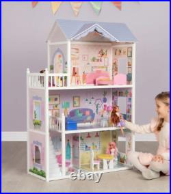 Sadie's Wooden Doll House Huge Girl's Dolls Set Home Playset Toyset For Kids