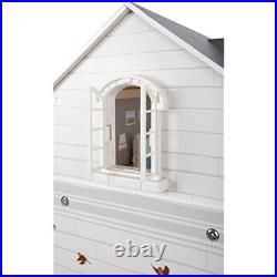 Small Foot 11802 Wooden Doll's House with 3 Floors, Open Front and Extensive Fur