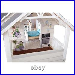 Small Foot 11802 Wooden Doll's House with 3 Floors, Open Front and Extensive Fur