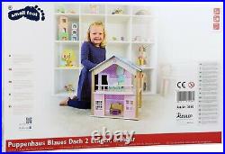 Small Foot Doll's House Blue Roof 2 Levels rotatable 3110 Doll Toy Wood Wooden