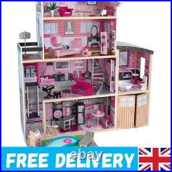 Sparkle Mansion Wooden Dolls House with Accessories 3 Storey Fun, 30cm Dolls