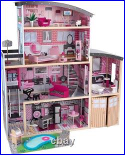 Sparkle Mansion Wooden Dolls House with Accessories 3 Storey Fun, 30cm Dolls