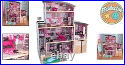 Sparkle Mansion Wooden Dolls House with Elevator, Garage & Pool 12 Inch Dolls
