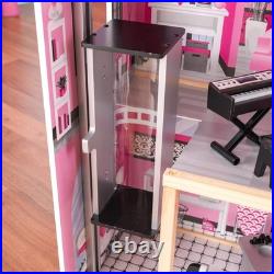 Sparkle Mansion Wooden Dolls House with Elevator, Garage & Pool 12 Inch Dolls